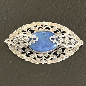 Vintage Sterling Silver stone brooch